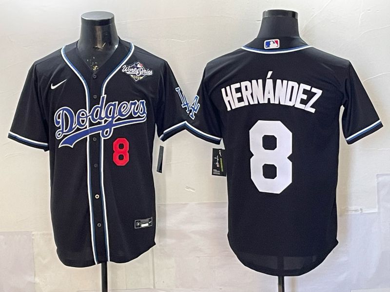 Men 2026 Nike Los Angeles Dodgers #8 Hernandez Black Game MLB Jersey 09->los angeles dodgers->MLB Jersey